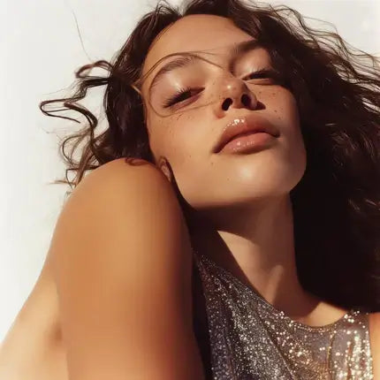 Model with press on cluster lashes